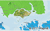 Satellite 3D Map of Singapore, political shades outside