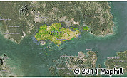 Satellite 3D Map of Singapore, semi-desaturated