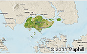 Satellite 3D Map of Singapore, shaded relief outside