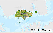 Satellite 3D Map of Singapore, single color outside, bathymetry sea