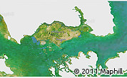 Satellite 3D Map of Singapore, single color outside