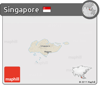 Shaded Relief 3D Map of Singapore, cropped outside