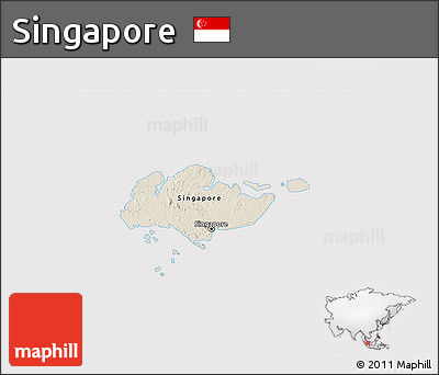 Shaded Relief 3D Map of Singapore, cropped outside