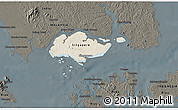 Shaded Relief 3D Map of Singapore, darken