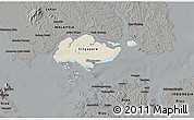 Shaded Relief 3D Map of Singapore, darken, semi-desaturated
