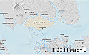 Shaded Relief 3D Map of Singapore, desaturated, land only
