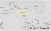 Shaded Relief 3D Map of Singapore, desaturated
