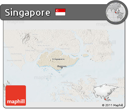 Shaded Relief 3D Map of Singapore, lighten