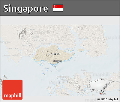 Shaded Relief 3D Map of Singapore, lighten