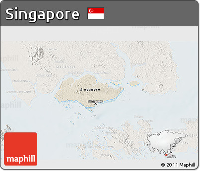 Shaded Relief 3D Map of Singapore, lighten