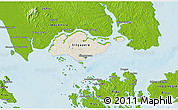 Shaded Relief 3D Map of Singapore, physical outside