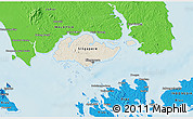 Shaded Relief 3D Map of Singapore, political shades outside, shaded relief sea
