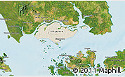 Shaded Relief 3D Map of Singapore, satellite outside, shaded relief sea