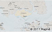 Shaded Relief 3D Map of Singapore, semi-desaturated