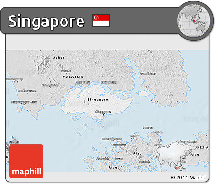 Silver Style 3D Map of Singapore
