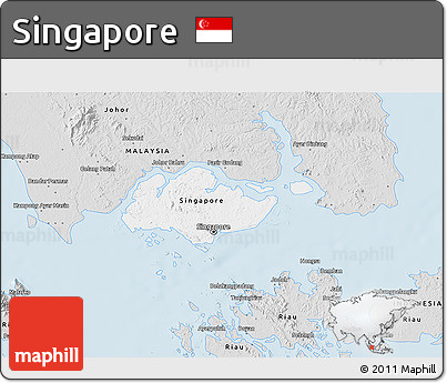 Silver Style 3D Map of Singapore