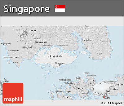 Silver Style 3D Map of Singapore