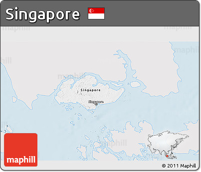 Silver Style 3D Map of Singapore, single color outside