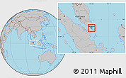 Physical Location Map of Singapore, gray outside