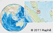 Physical Location Map of Singapore, lighten, land only