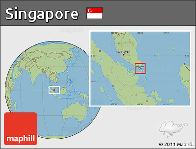 Physical Location Map of Singapore, savanna style outside