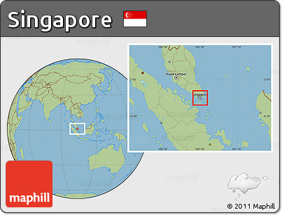 Physical Location Map of Singapore, savanna style outside