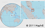 Satellite Location Map of Singapore, gray outside