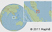 Savanna Style Location Map of Singapore, hill shading