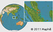 Savanna Style Location Map of Singapore, satellite outside, hill shading
