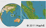 Shaded Relief Location Map of Singapore, satellite outside