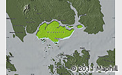 Physical Map of Singapore, darken, semi-desaturated