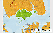 Physical Map of Singapore, political outside