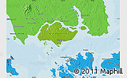 Physical Map of Singapore, political shades outside