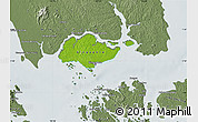 Physical Map of Singapore, semi-desaturated