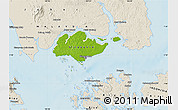 Physical Map of Singapore, shaded relief outside