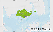 Physical Map of Singapore, single color outside, bathymetry sea, shaded relief sea