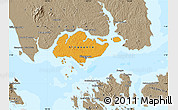 Political Map of Singapore, semi-desaturated, land only