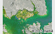 Satellite Map of Singapore, lighten, semi-desaturated, land only