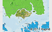 Satellite Map of Singapore, political shades outside