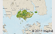 Satellite Map of Singapore, shaded relief outside