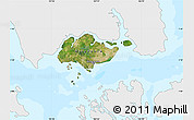 Satellite Map of Singapore, single color outside, bathymetry sea
