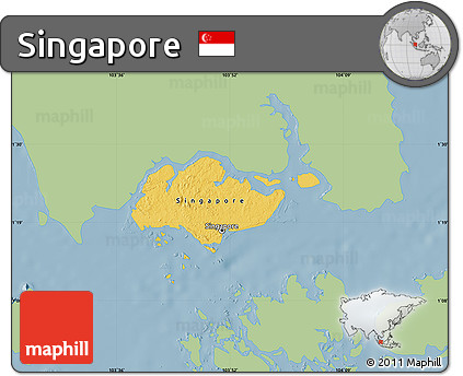 Savanna Style Map of Singapore, single color outside
