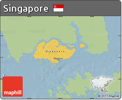 Savanna Style Map of Singapore, single color outside