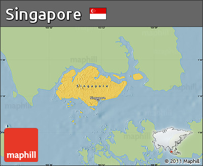Savanna Style Map of Singapore, single color outside