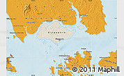 Shaded Relief Map of Singapore, political outside, shaded relief sea