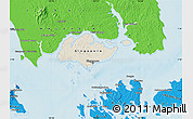 Shaded Relief Map of Singapore, political shades outside, shaded relief sea
