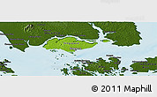 Physical Panoramic Map of Singapore, darken, land only