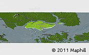 Physical Panoramic Map of Singapore, darken