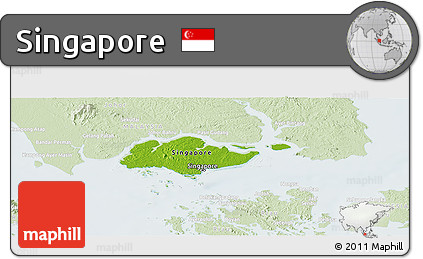 Physical Panoramic Map of Singapore, lighten