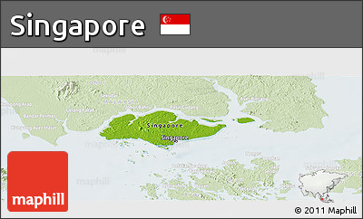 Physical Panoramic Map of Singapore, lighten